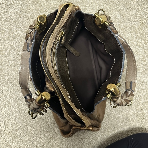 Chloe Heloise Satchel Leather Handbag Dark Metallic EUC Authentic - Picture 11 of 16